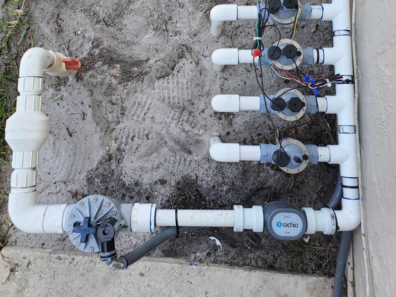 Rachio controller & flow meter installation and valve conversion